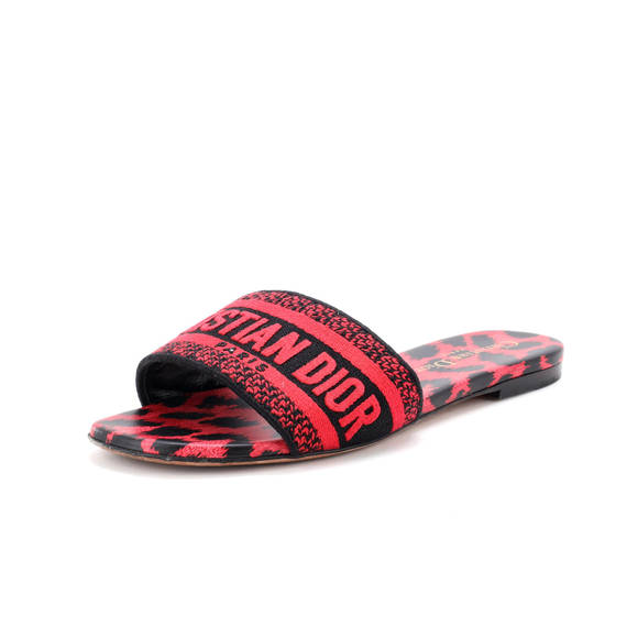Christian Dior Women's Dway Flat Sandals Embroidered Canvas